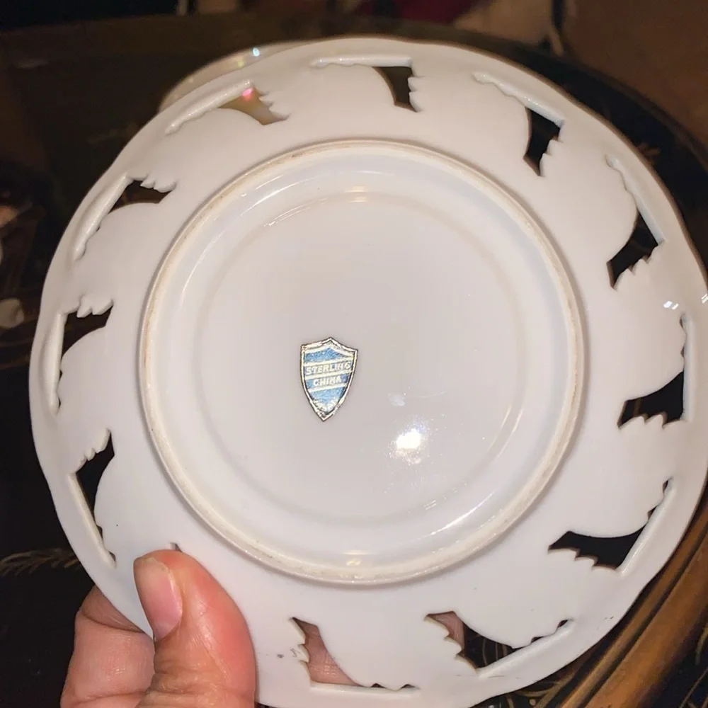 Vintage Japan Sterling China Iridescent Floral Textured Pansy Teacup & Saucer